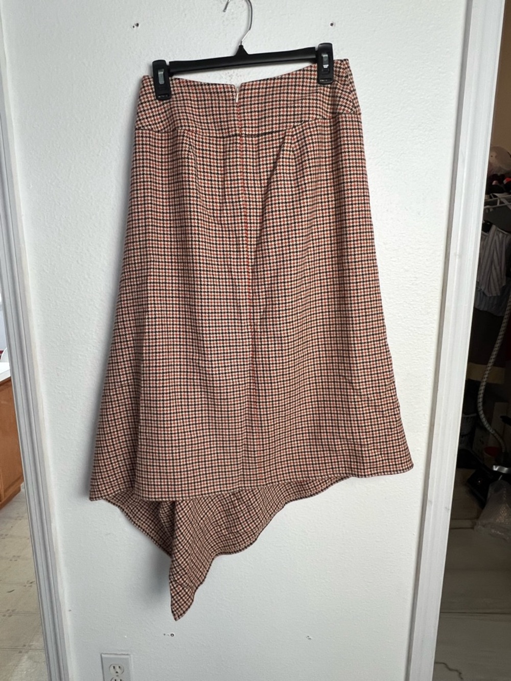 Talbots Brown Houndstooth Asymmetrical Midi Skirt Size 2 - Picture 6 of 11